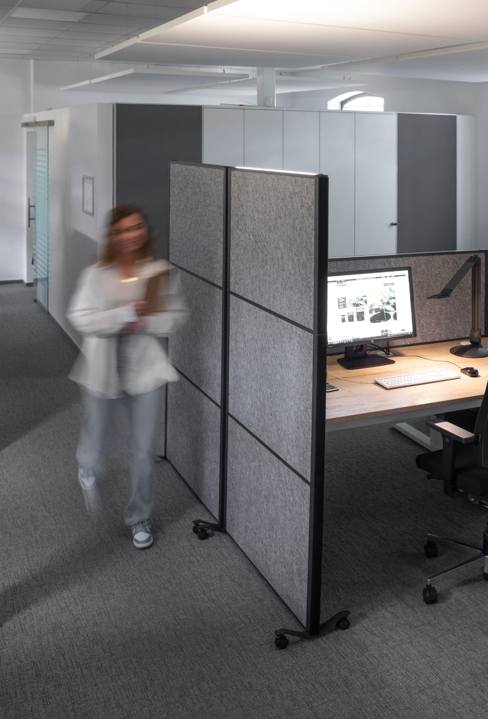 MAUL Stellwand anthrazit MAULconnecto mobile Akustik Trennwand fürs Büro