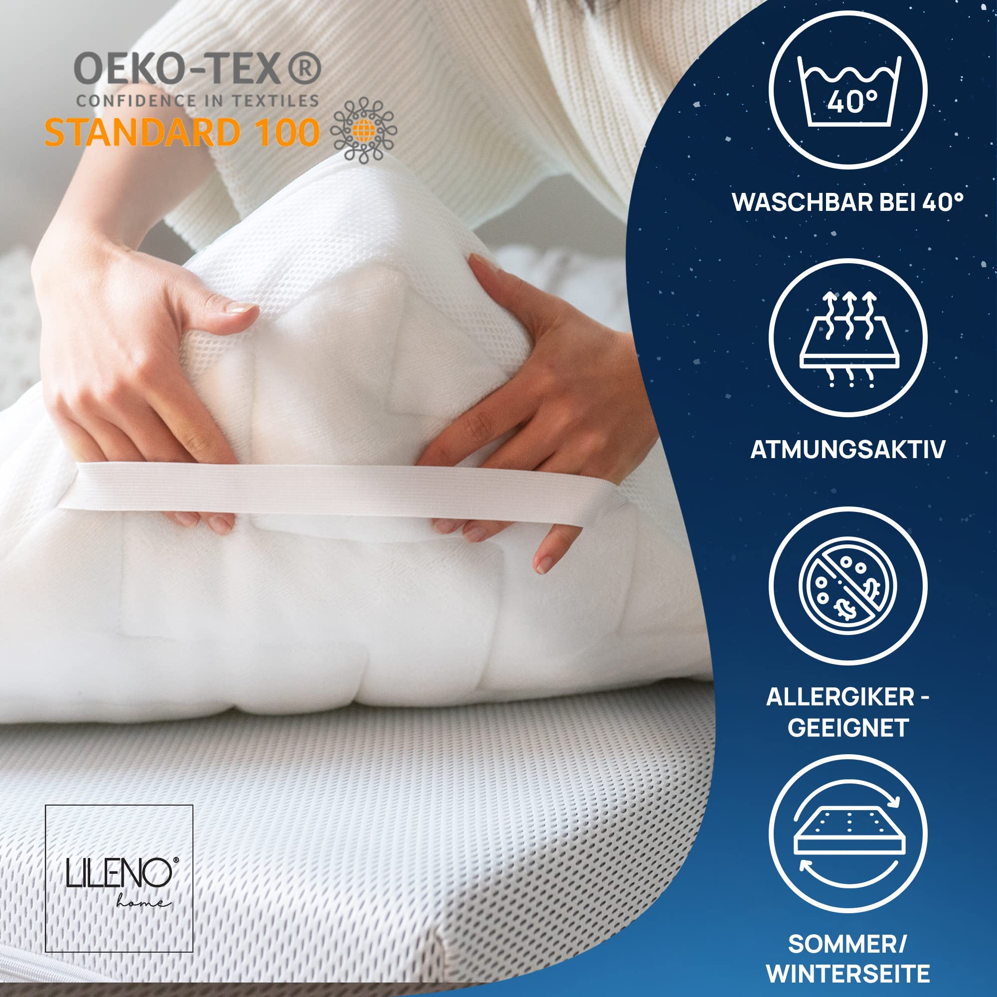 LILENO HOME Matratzentopper 90x200 cm - viscoelastischer Matratzen Topper aus Memory Foam (Dicke 5 cm) geeignet für Kaltschaum Matratzen und Boxspringbett - TopCool® 90x200 Matratzenauflage