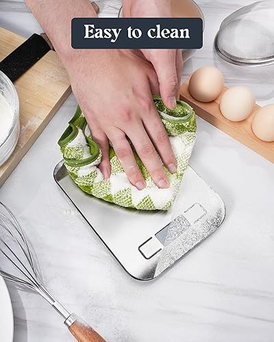 Miniatura 8 de Báscula de alimentos, báscula digital de cocina de 11 libras con pantalla LCD de 6 unidades y función de tara, diseño compacto para hornear, cocina