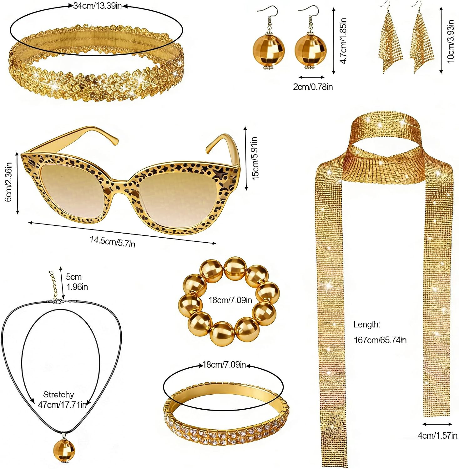 ELECLAND 10 Pieces 70s Disco Accessories Set for Women image 2