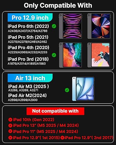 Miniatura 48 de typecase Funda de teclado Edge para iPad Air de 13 pulgadas (M3/M2, 2025/2024) y iPad Pro de 12.9 pulgadas (6ª/5ª/4ª/3ª generación), teclado mágico