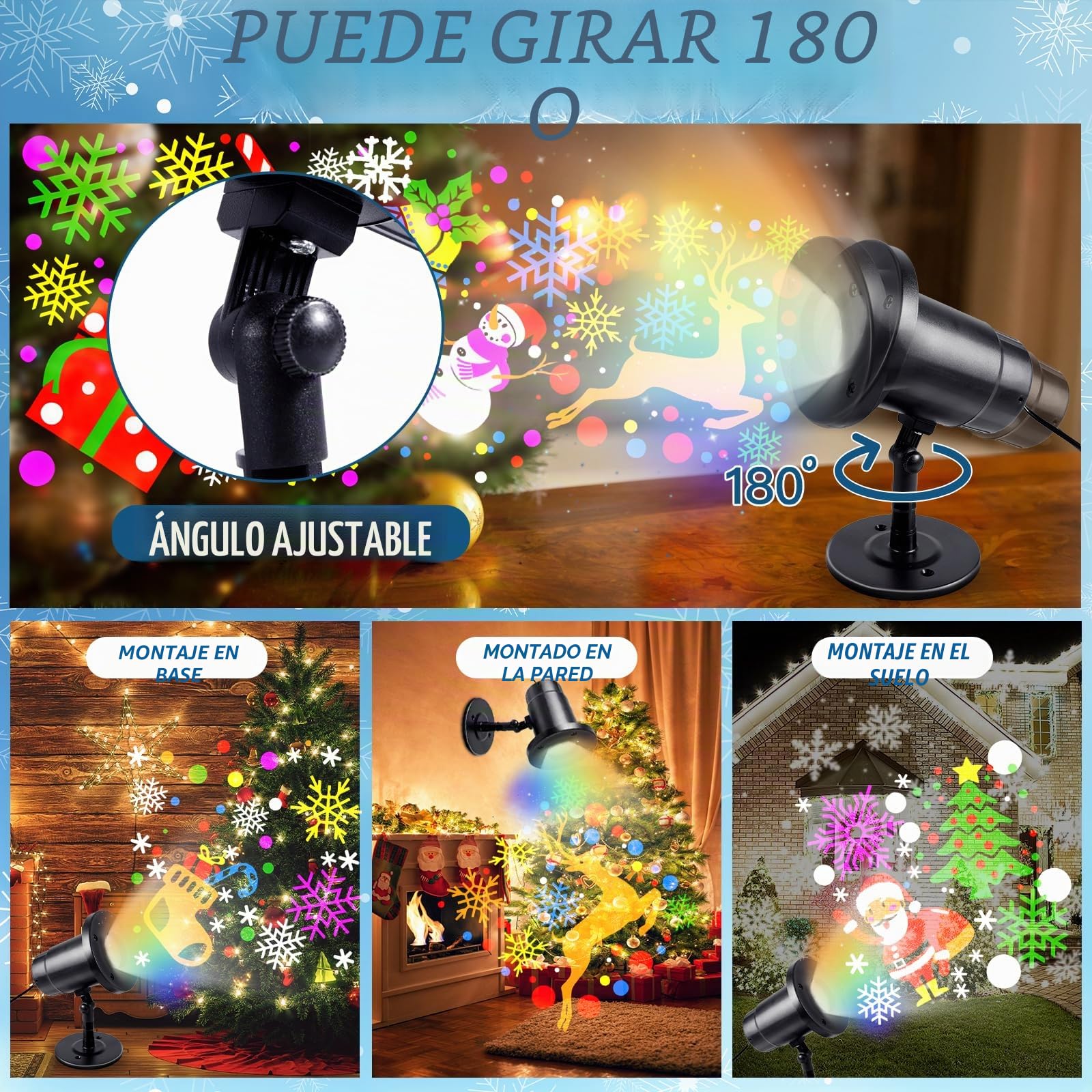 Purpledi Luces de Proyector Navidad, Luz de Proyector Exterior Interior Decoración de 12 Patrones