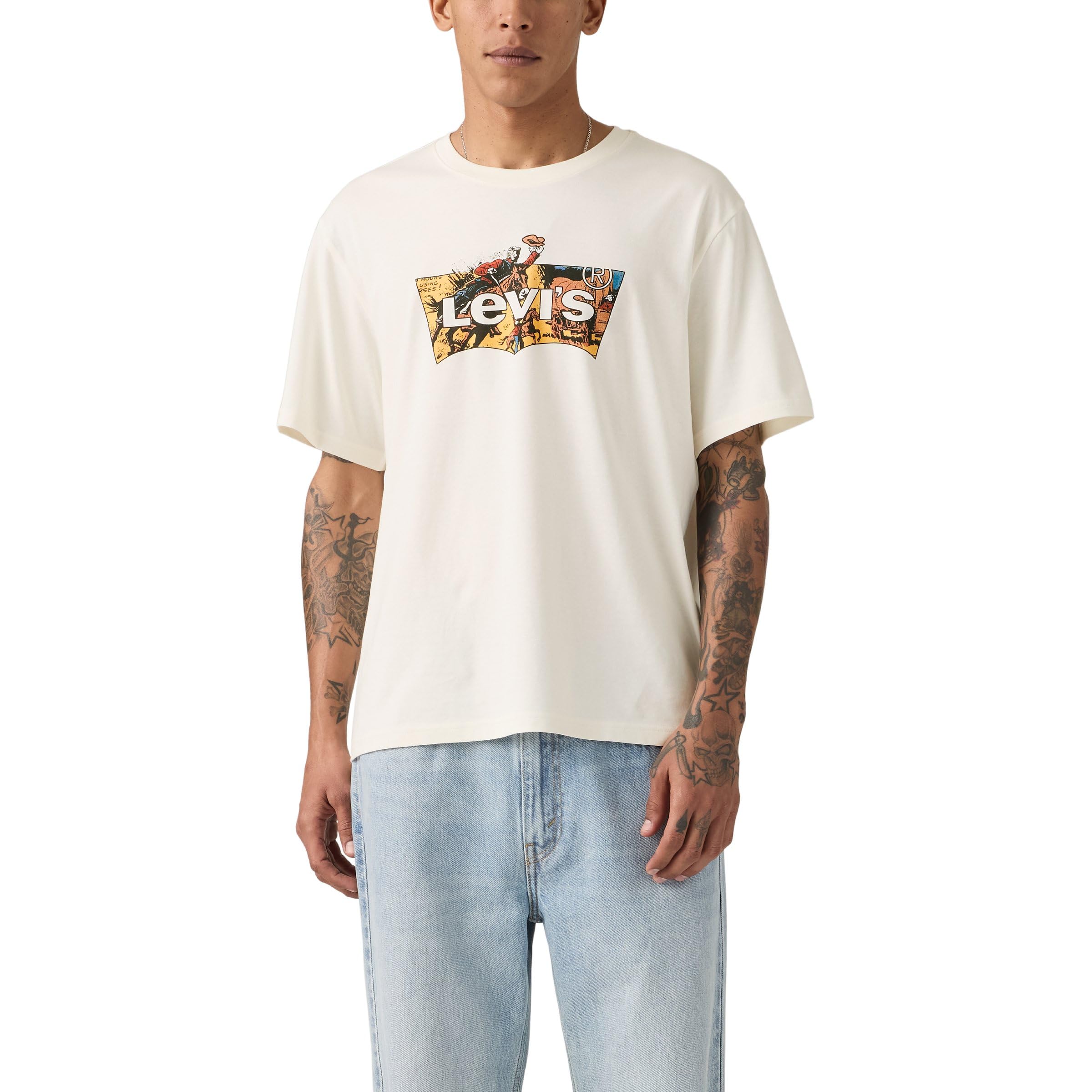 Levi's Cowboy Batwing Graphic Relaxed Fit T-Shirt, White, Size Xl, Men