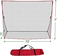 Vista 2 de Red de golf portátil de 10 x 7 pies con bolsa de transporte para interiores y exteriores, patio, conducción, golpear astillado, red de entrenamiento