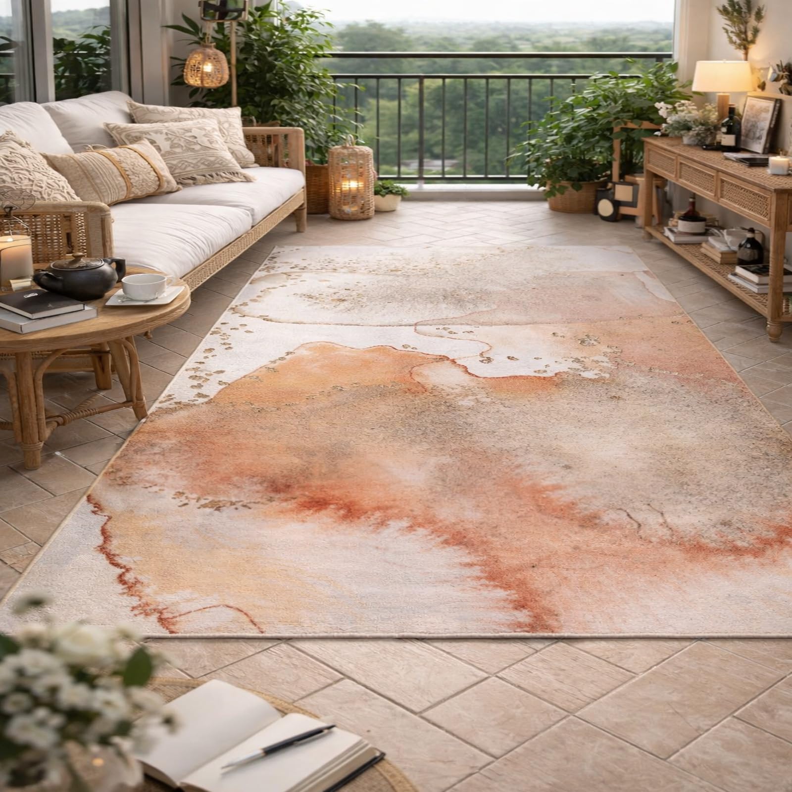 Alfombras lavables 160x230 cm Rururug de pelo corto en rojo claro