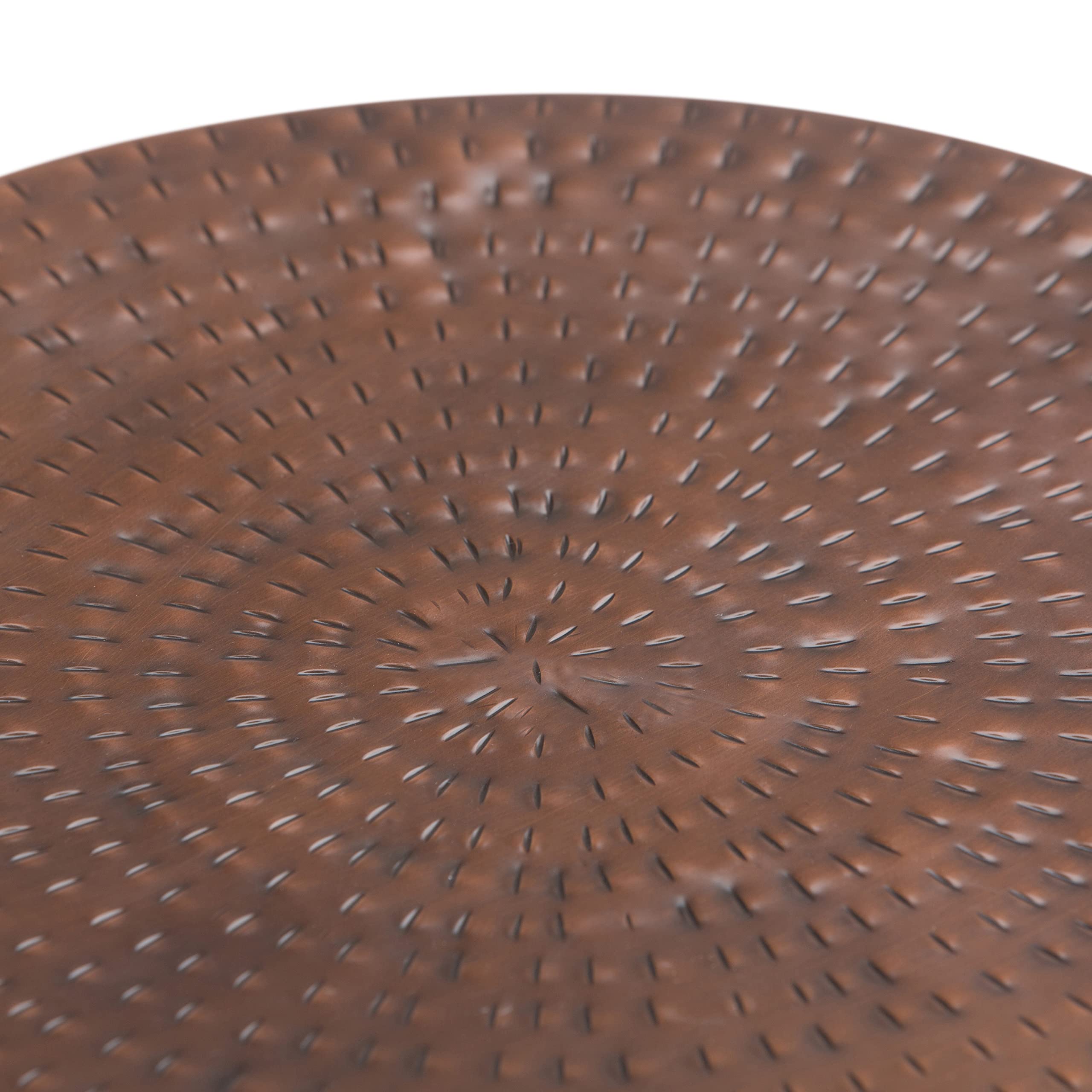 SIMPLIHOME Griffen 19" Wide Round Storage Metal Table in Antique Copper | Industrial round drum side table with hidden storage space; assembled accent table or end table for living room use.