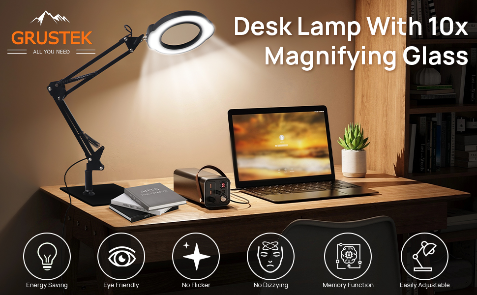 Amazon.com: GrusTEK 10X Magnifying Glass with Light and Stand, 84