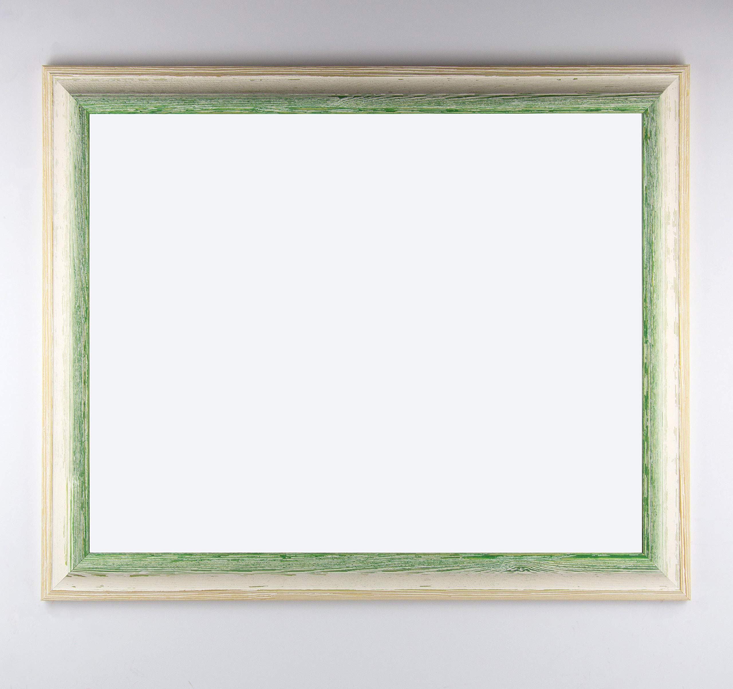 myposterframe Bilderrahmen 40 x 50 cm Artemis Echtholz zweifarbig Grün Weiß Vintage mit Kunstglas klar 1 mm