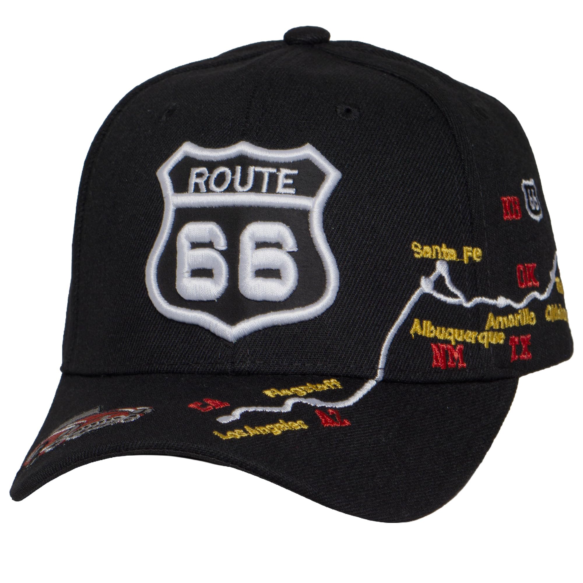 TOP HEADWEAR Route 66 Embroidered Baseball Cap Americana Travel Hat | Mens Womens Historic Highway Inspired Style & Detailed Road Map Embroidery