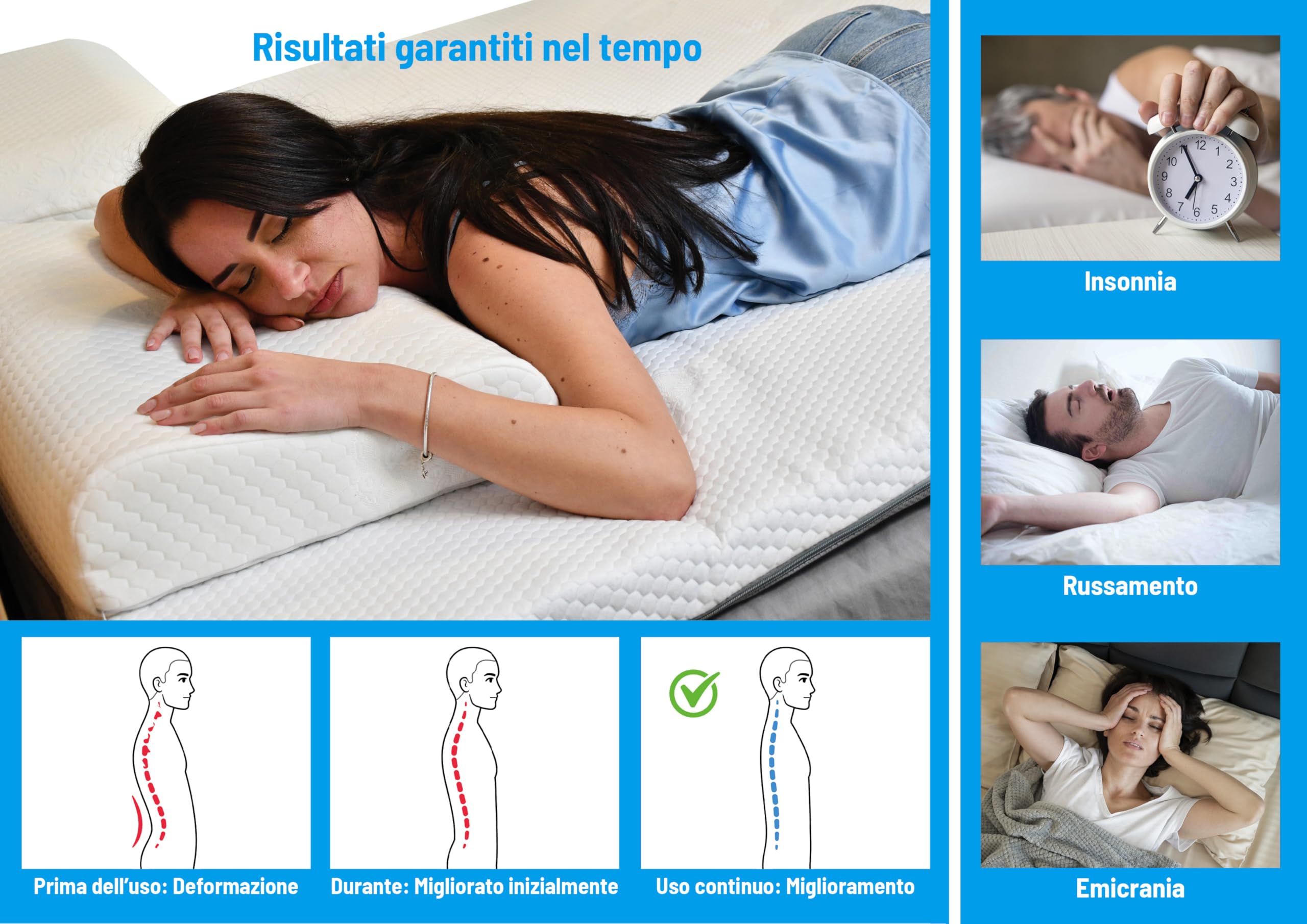 Kaysa Cuscino Cervicale Memory Foam HD Doppia Onda Ortopedico | Guanciale Traspirante da Letto, Rivestimento Lavabile, Ergonomico, Correttore per Collo, Made in Italy