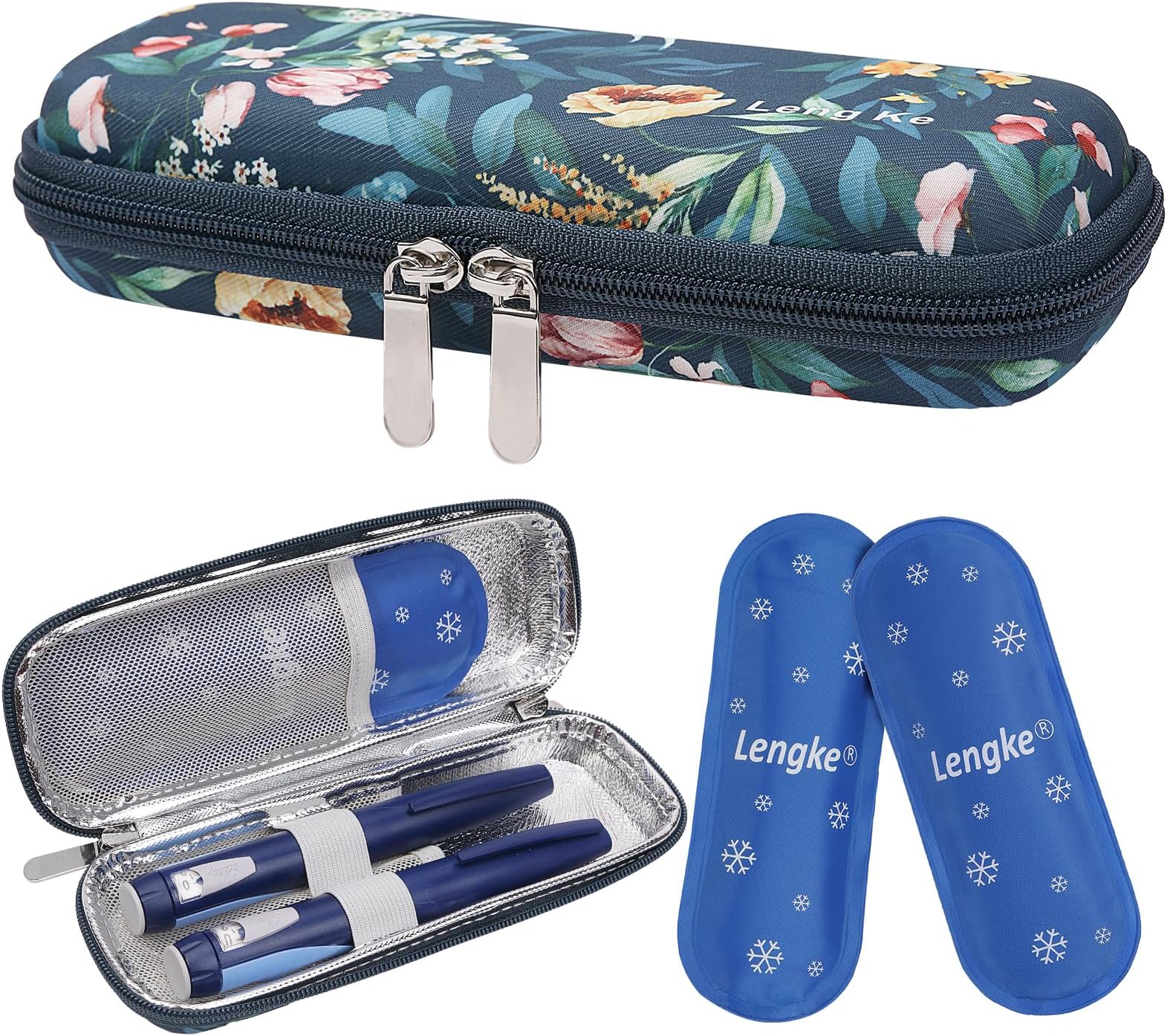 BOMKEE Insulin Cooler Travel Case, Diabetic Insulin Pen Carrying Case Portable Insulin Cooling Bag Organizer for Diabetic Supplies with 2 Ice Pack