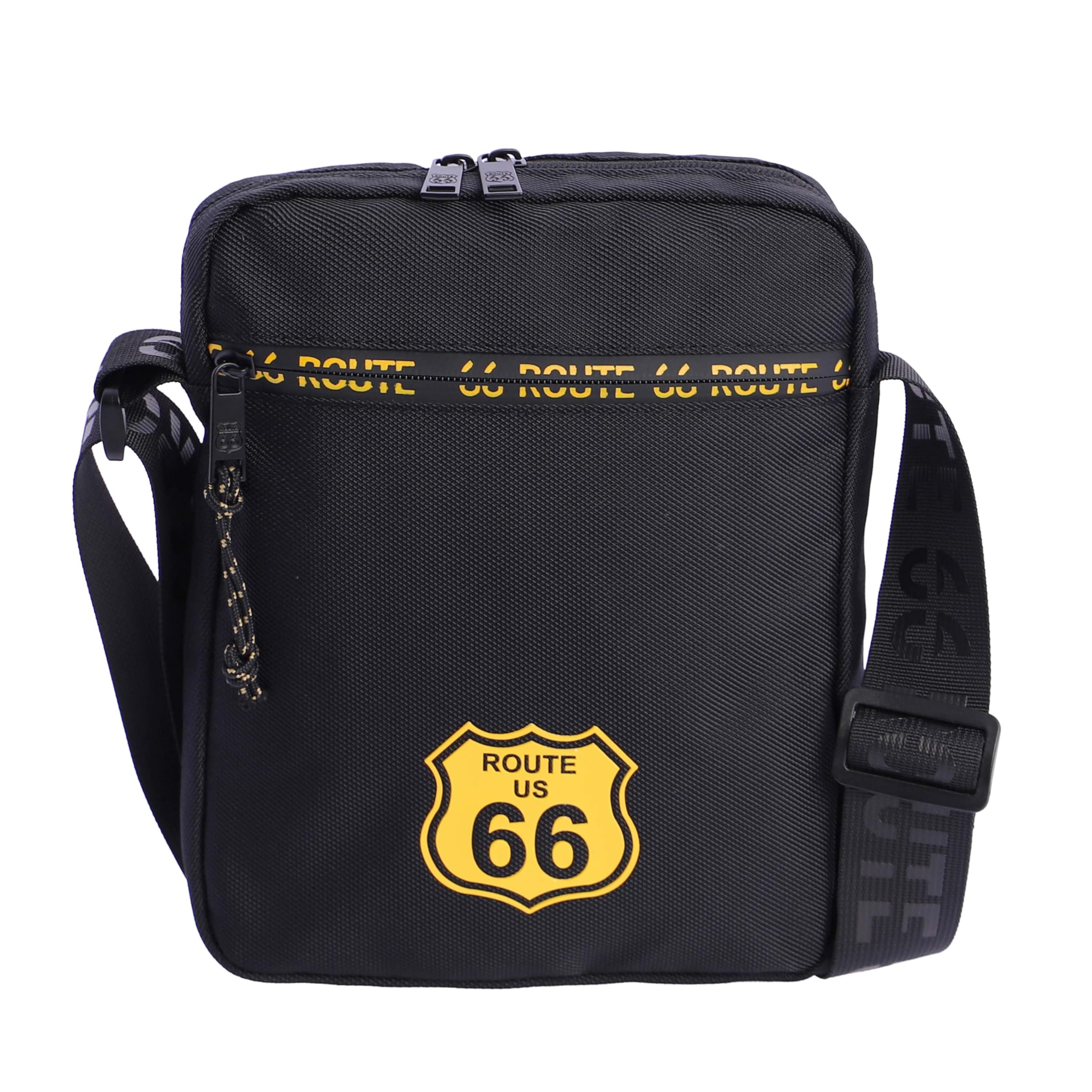 ROUTE 66 Men's Joan Shoulder Bag – Gift for Daily Use, Travel, Business, Black/White, Grande