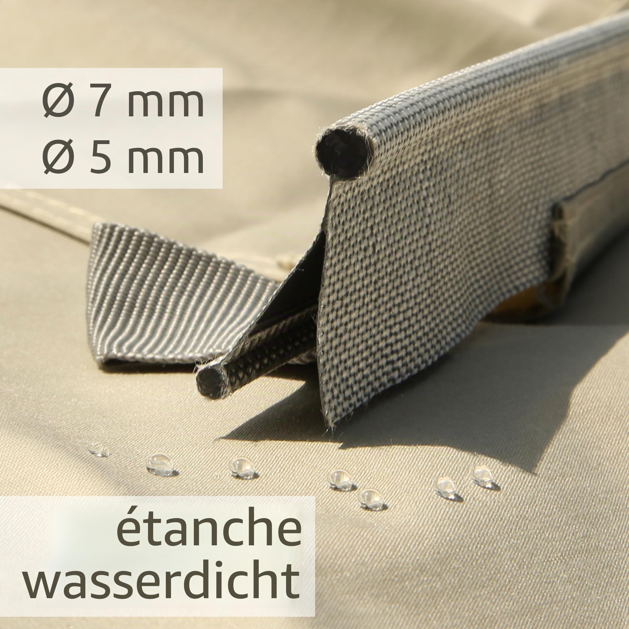 your GEAR Caravan Tarp TC Auvent de caravane - Voile d'ombrage en coton imperméable avec UV 50+, barres télescopiques en aluminium, 5 tailles, beige/sable, 500 x 240 cm