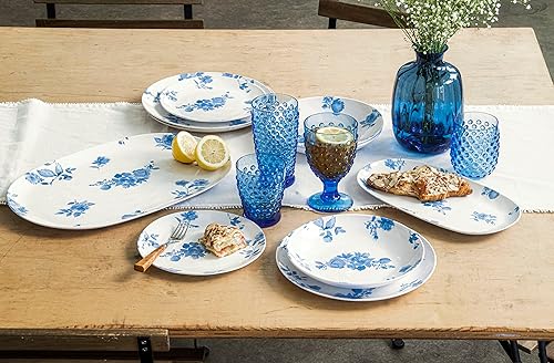 Miniatura 3 de TarHong Hobnail - Vasos de plástico de alta calidad, doble estilo antiguo, color azul