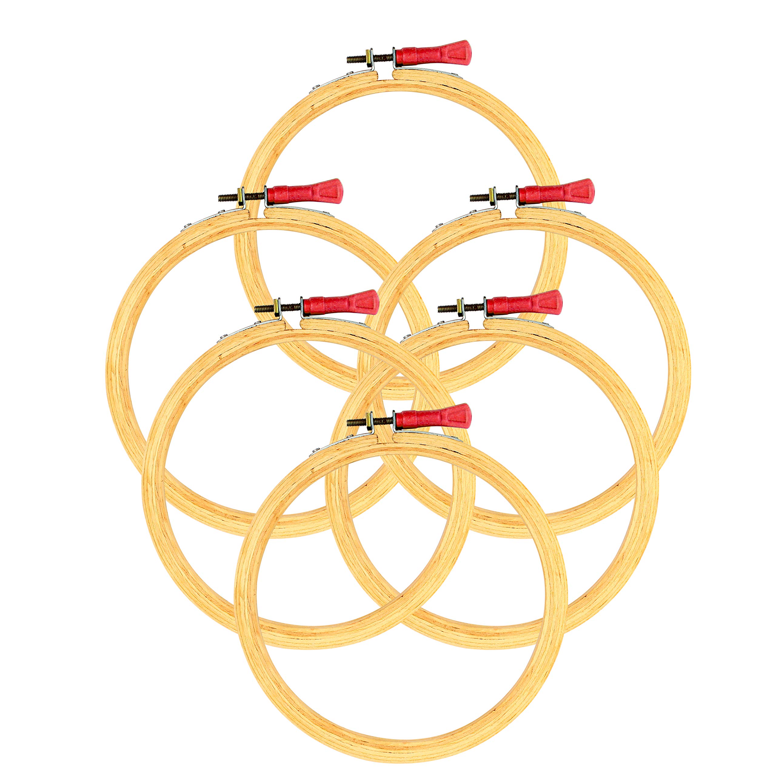 Elegant Casa Wooden Embroidery Hoop Ring Frame Set of 4inch X 6 Pcs for Cross Stitch Craft, Sewing Tool, Adjustable Handy Sewing Circle for Needle Art & Design Size 4 Inch, Total 6pcs-image-35
