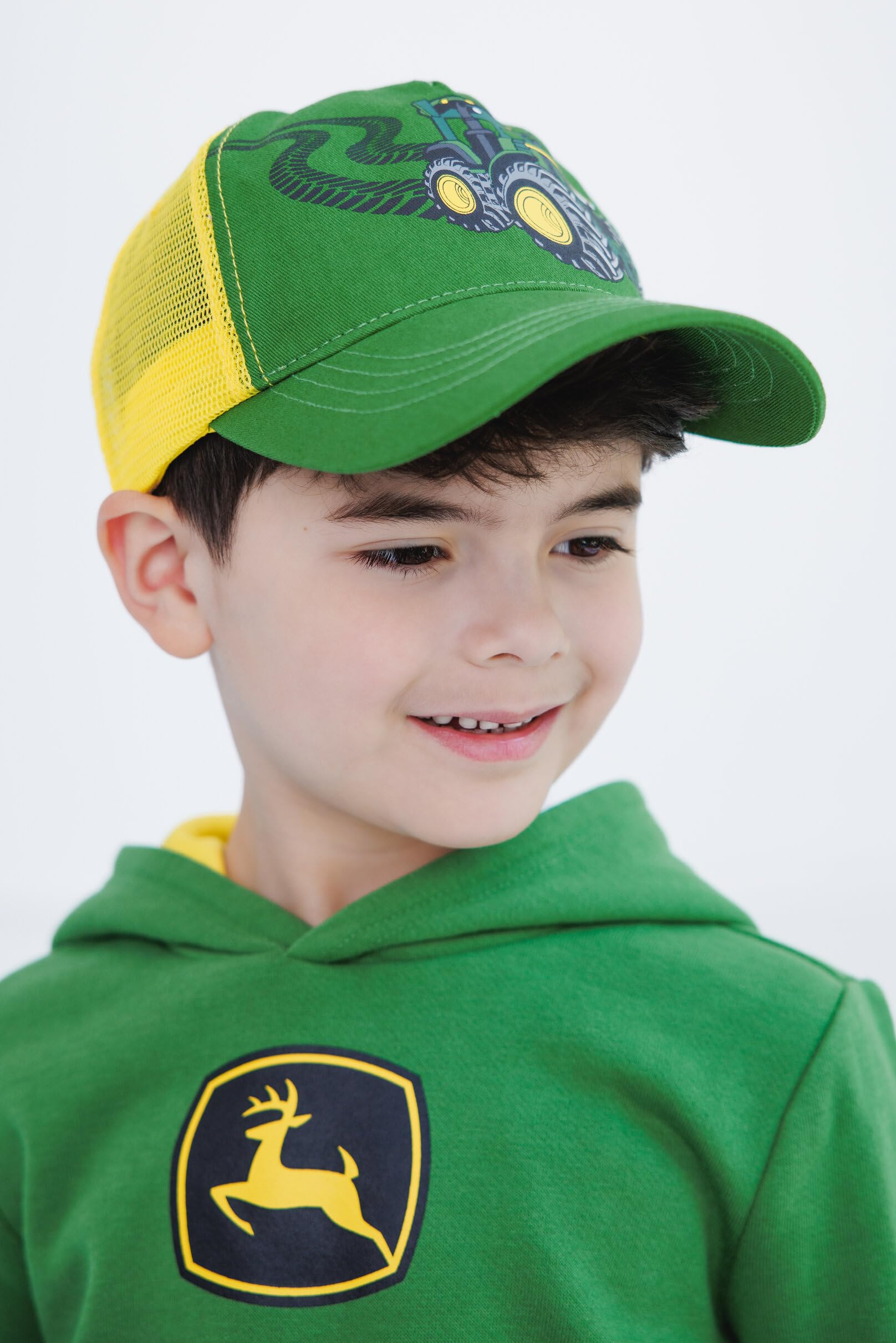 John Deere Felpa con cappuccio in pile con logo, da bambino a adulto, taglie (2T - 2XL)