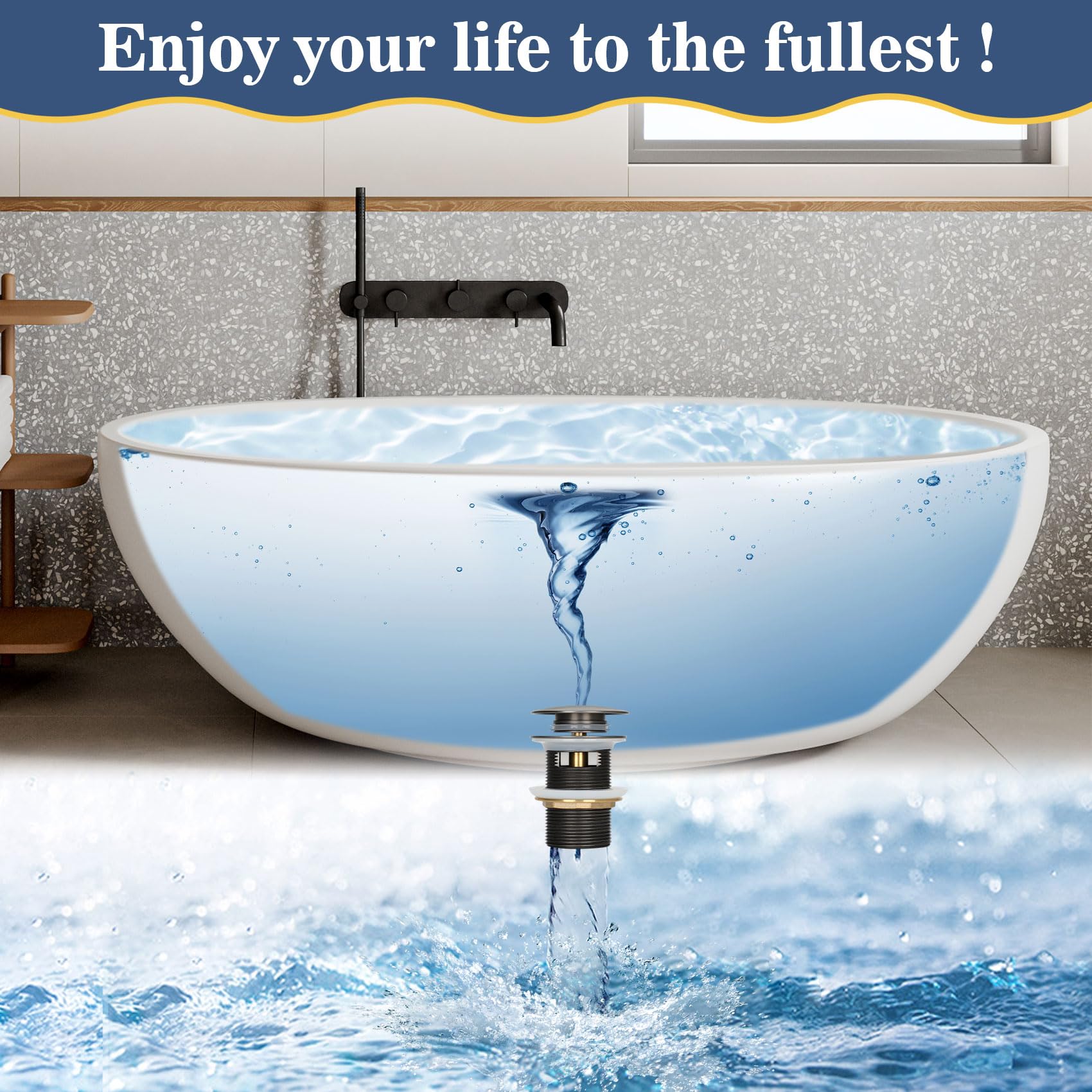 Snapklik.com : FERUERW Pop-up Drain Kit For Freestanding Bathtub Tub ...