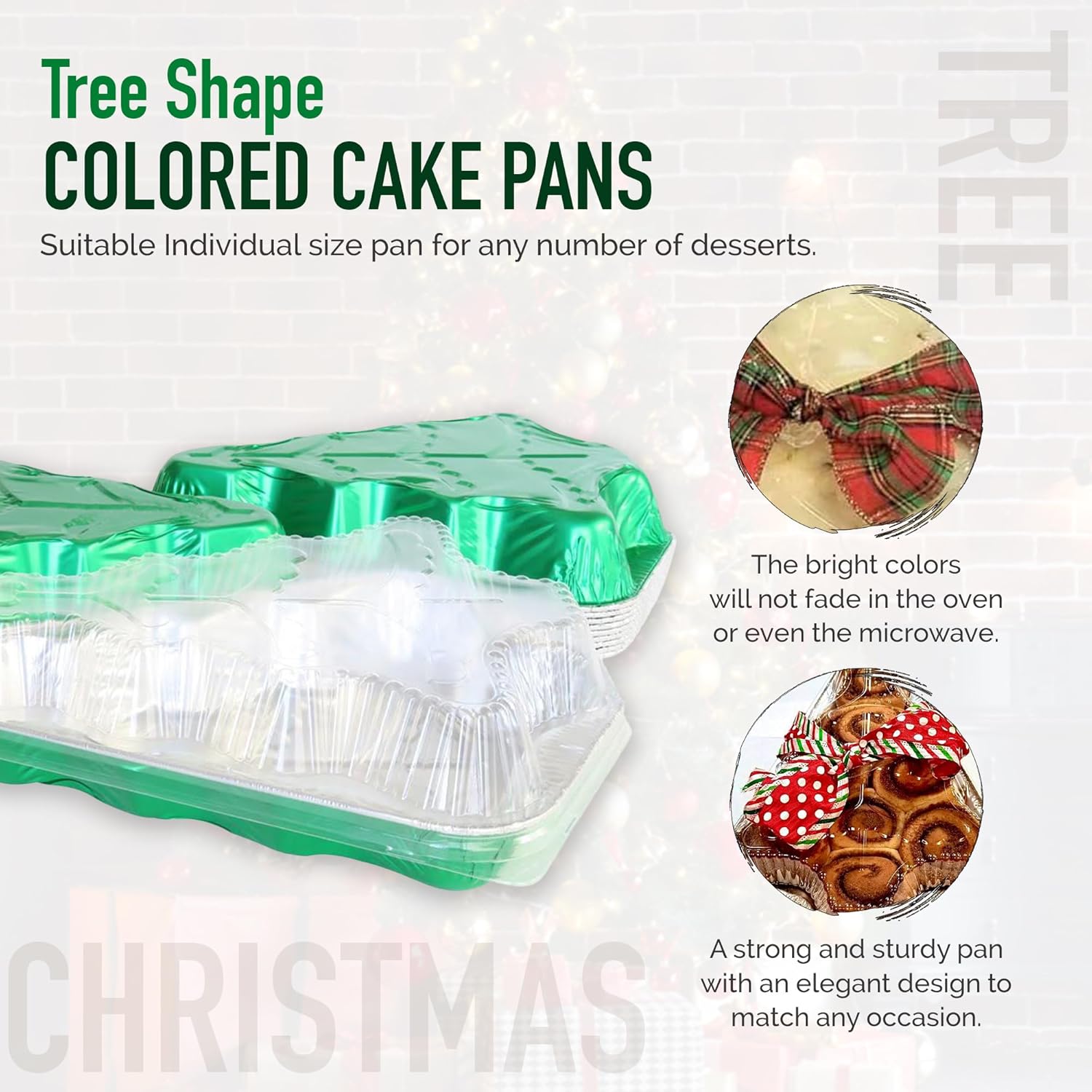 KitchenDance Christmas Tree Aluminum Pan with Plastic Dome Lid - Christmas Baking Pans, Christmas Cake Pans, Christmas Tree Cake Pan - Perfect for Holiday Treats, Cookies & Fudge - 340DL