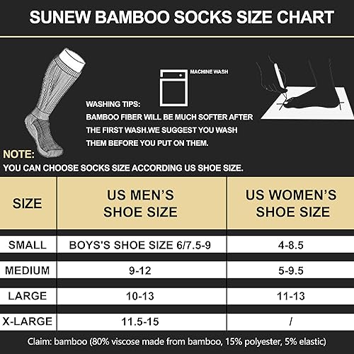 Miniatura 2 de Sunew 6 pares de calcetines de bambú de viscosa, unisex acolchados cómodos tipo crew para entrenamiento y senderismo