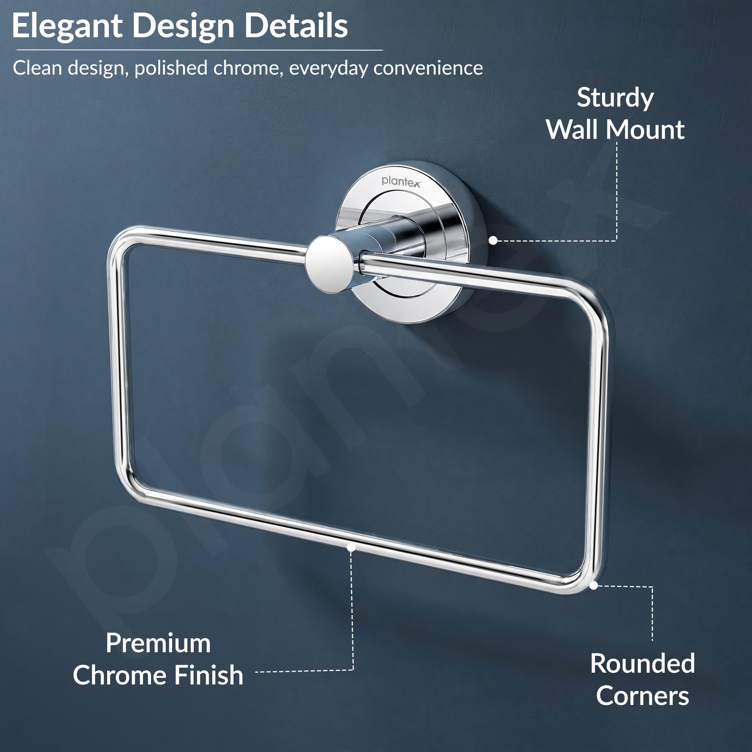 Plantex Stainless Steel Towel Rings - 2 Pack -5 Plantex Stainless Steel Towel Rings - 2 Pack -5