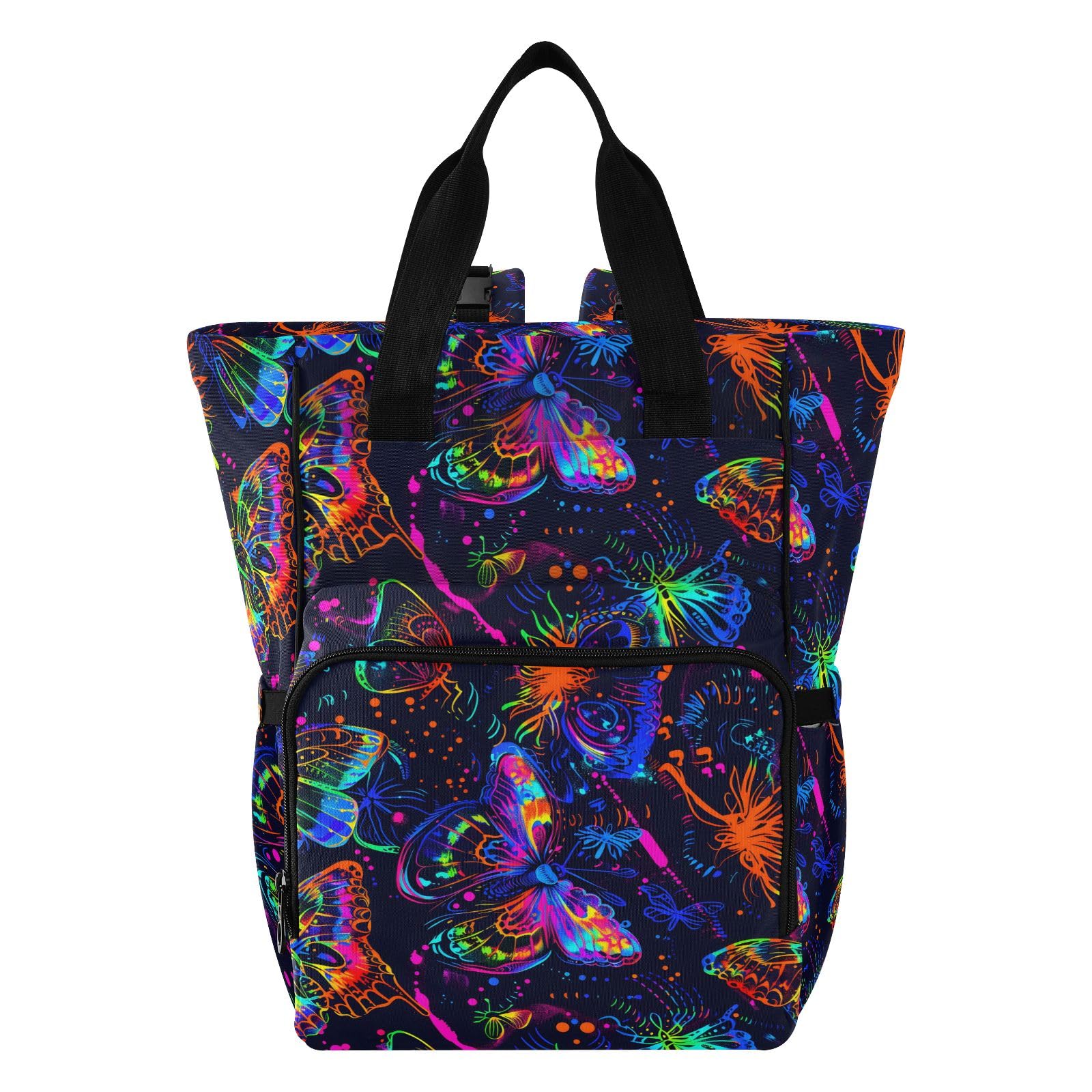 Mnsruu Seamless Neon Line Butterfly Baby Diaper Bag Zaino Grande Borsa Impermeabile Viaggio Pannolino Borse per Mamme e Papà