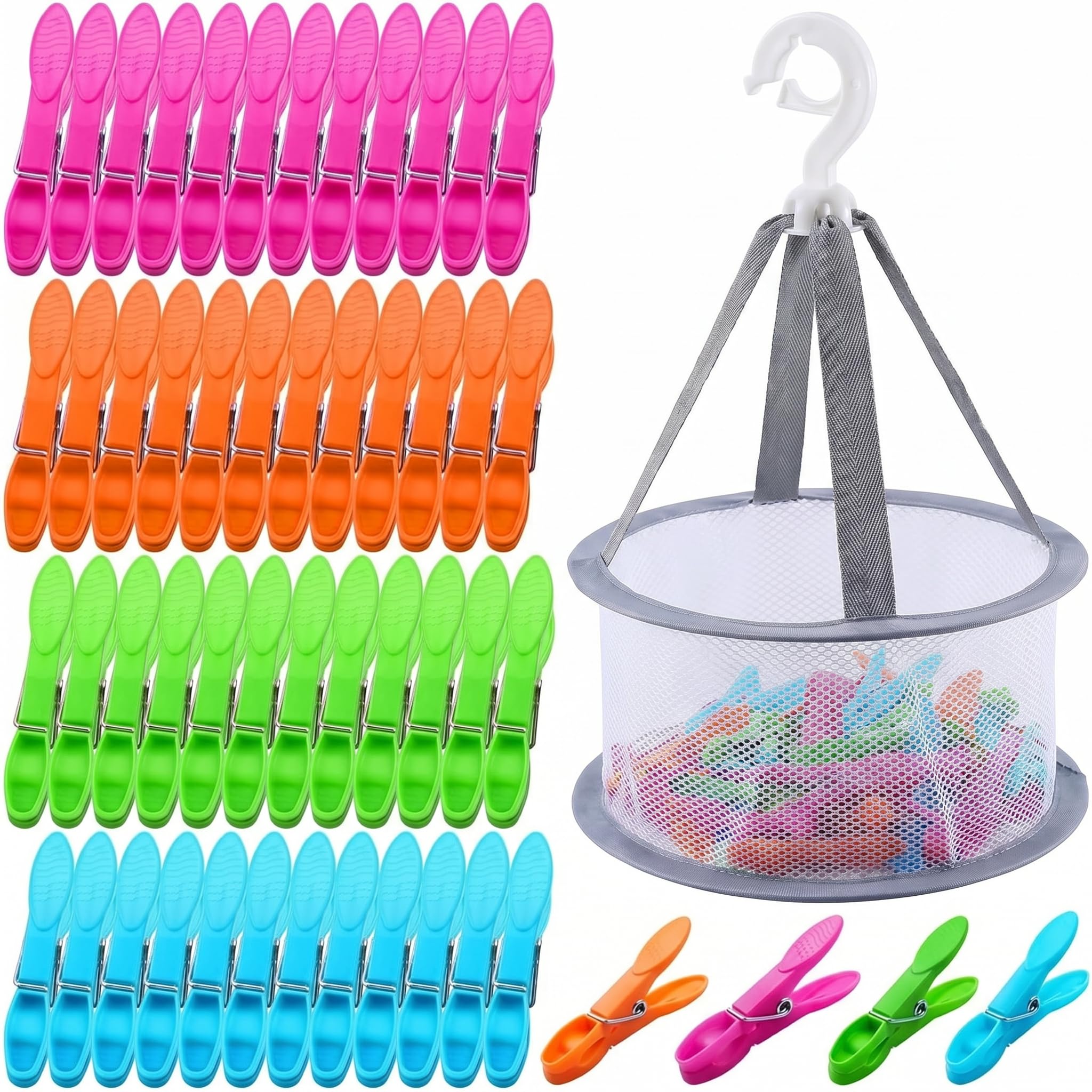 Clothes Pegs for Washing Line with Bag, 60 Pack Plastic Washing Line Pegs