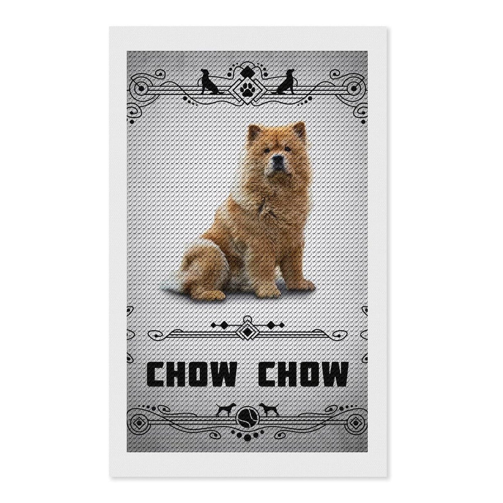 Junmoney Chow Chow Diamond Painting Canvas Set 12"x20", for Adults, Bedroom Decor, Good for Quiet Evenings, Festive Craft Gift