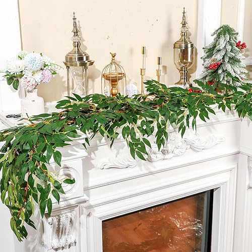 Miniatura 5 de Yunlly Paquete de 24 guirnaldas artificiales de hojas de sauce de 135 pies para colgar hojas de sauce para interiores y exteriores, decoración de