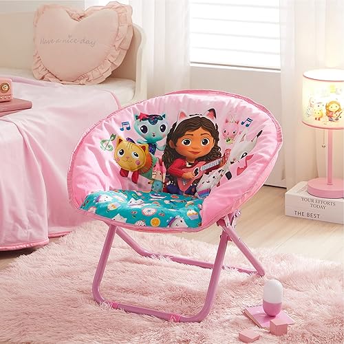 Miniatura 19 de Idea Nuova Paw Patrol Skye - Silla plegable Saucer™ de 19 pulgadas con marco de metal rosa, a partir de 3 años Avengers / Gris,Pistas de