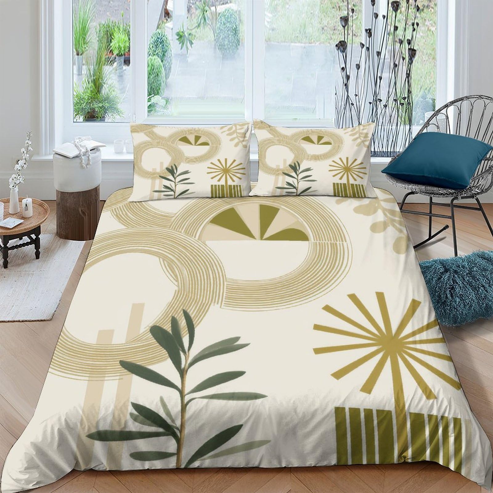 Ctjqhvkz Style-6 3D Printed Abstract Botanical Fitted Sheet Microfiber Soft Breathable Geometric Art Bed Cover Bedroom Decor Single（135X200cm）