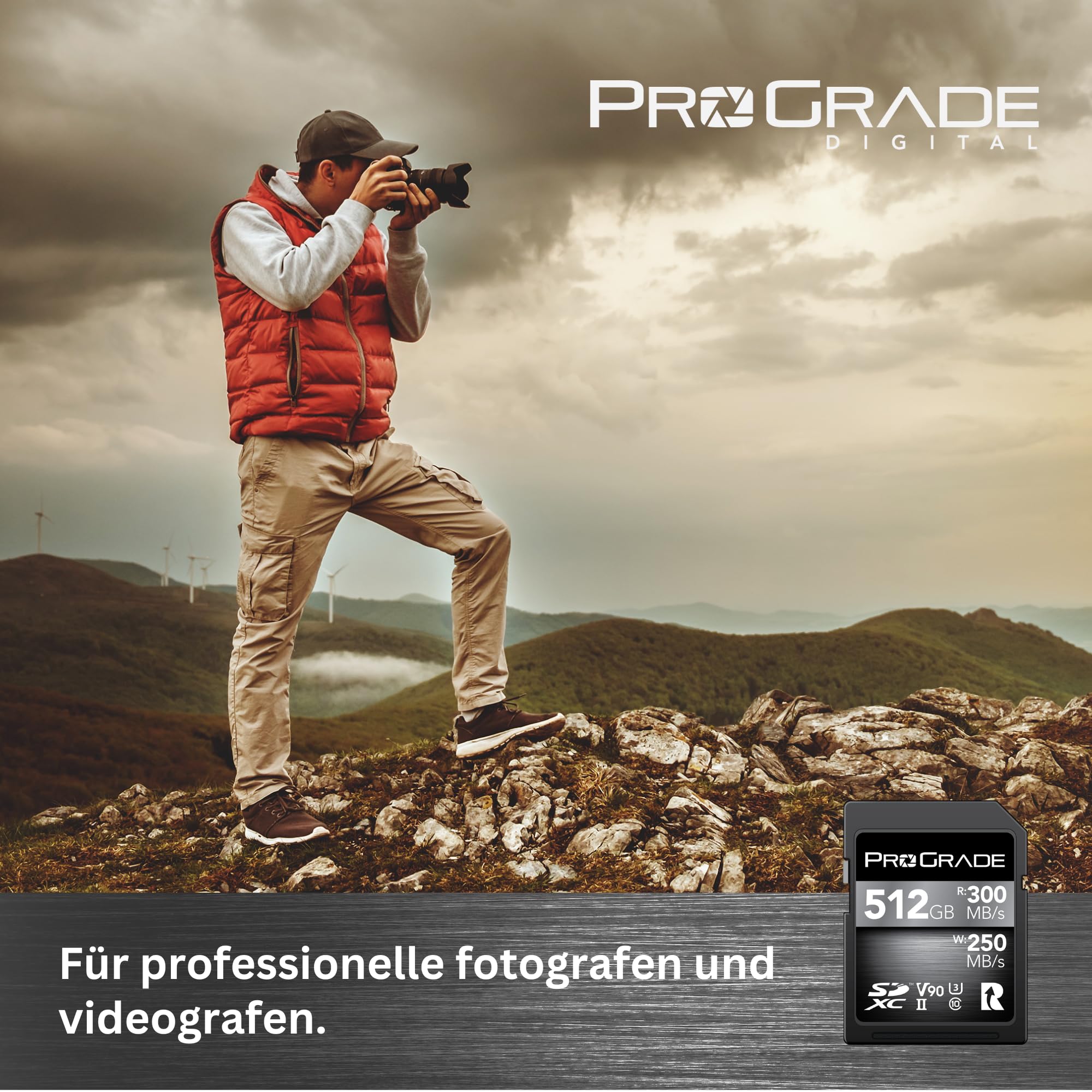 SD UHS-II 512 GB Karte V90 - Bis zu 250MB/s Schreibgeschwindigkeit und 300MB/s Lesegeschwindigkeit | Für professionelle Filmemacher, Fotografen und Kuratoren von Inhalten - von Prograde Digital