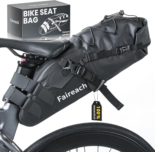 Faireach Bikepacking Satteltasche, 10L Bikepacking Taschen, 100% Wasserdicht Rennrad Tasche aus TPU-Gewebe, Gravelbike Zubehör für Gravelbike, MTB, Bikepacking