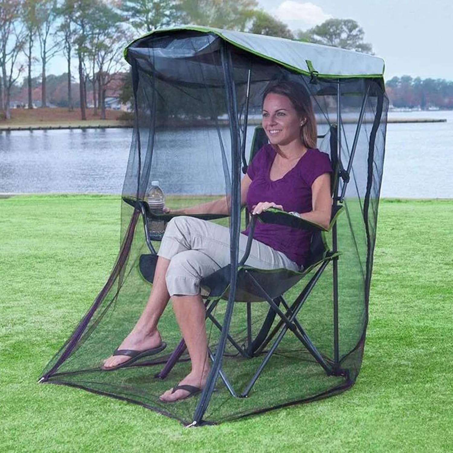 Camping Chair Mosq-uito Net,Ins ect Barrier Mosq-uito Net,Protective Compact Fly Shield,Easy to Set Up,for Trips（Excluding Chair）