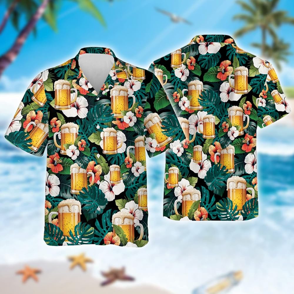 Amazon.com: 228CLOSET Hawaiian Shirt for Men - Beer Tropical