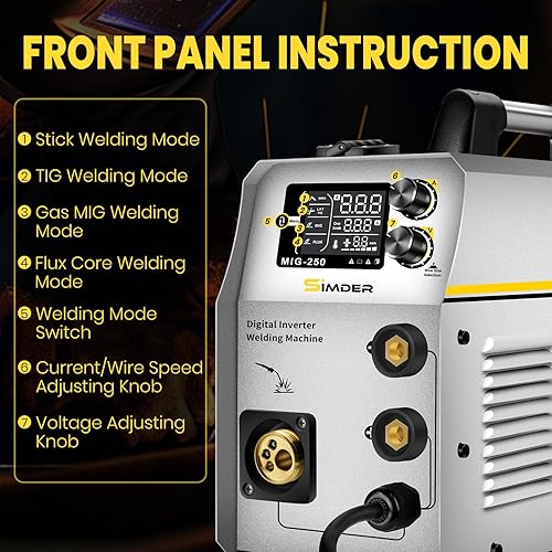 Miniatura 4 de SSIMDER MIG Soldador 4 en 1 MIGMAGLift TIGStick Soldador 110220V Máquina de soldadura de doble voltaje con alambre de núcleo de flujo de múltiples