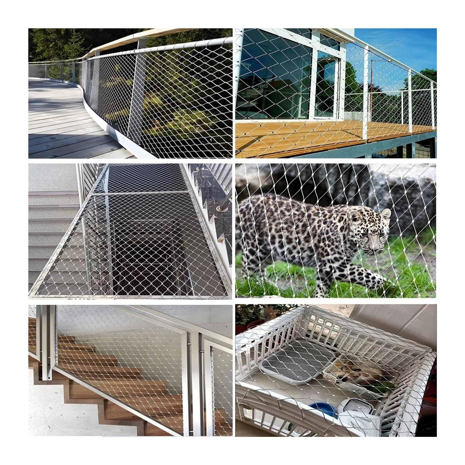 Ciężka siatka linowa ze stali nierdzewnej, 0,6 x 4 m, bezpieczna siatka do balustrady ogrodowej, łatwa do cięcia i montażu, siatka druciana, bezpieczna dla zwierząt domowych i dzieci, wszechstronna