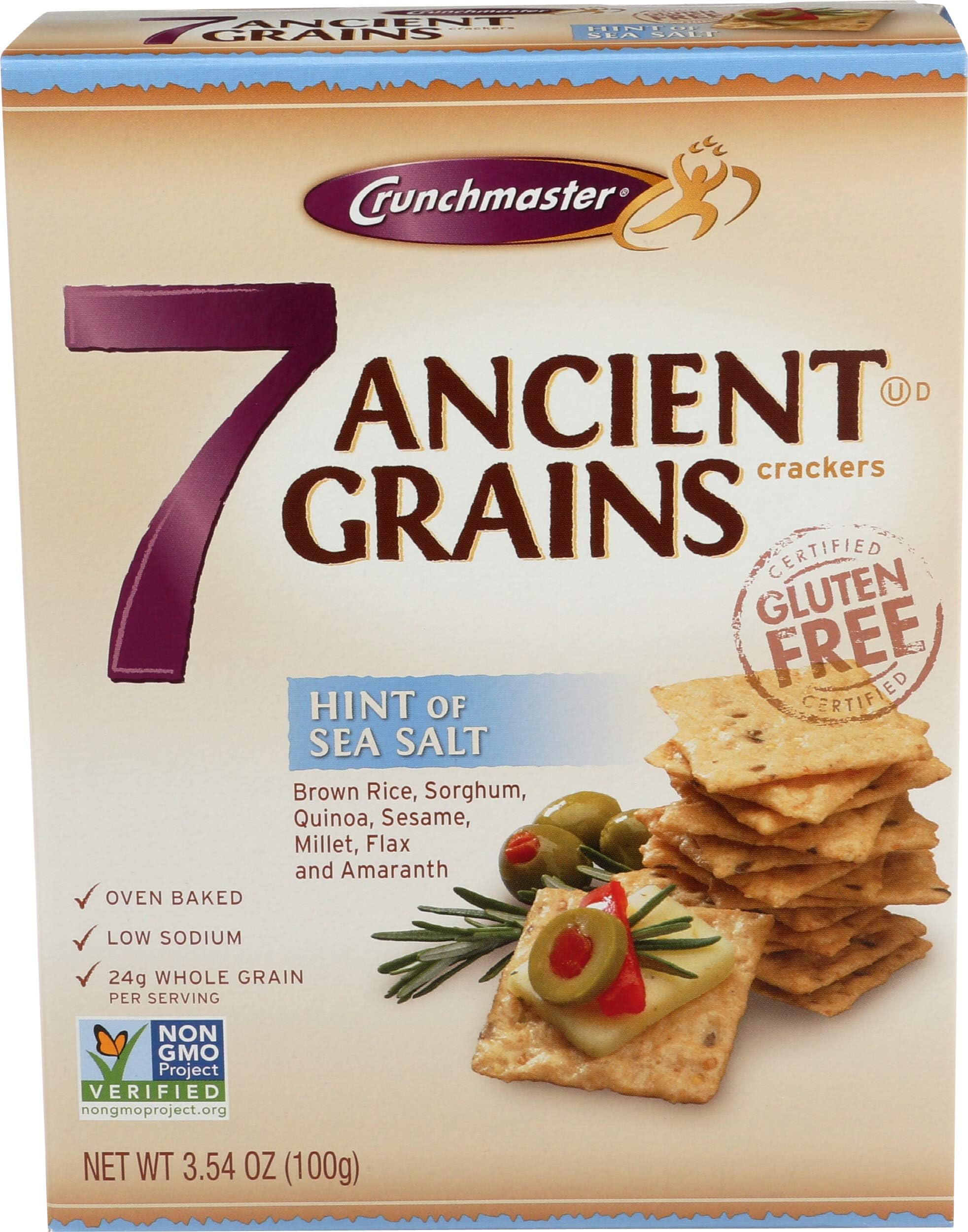 Crunchmaster 7 Ancient Grains Crackers, Sea Salt, 3.5-Ounce (Pack of 12)