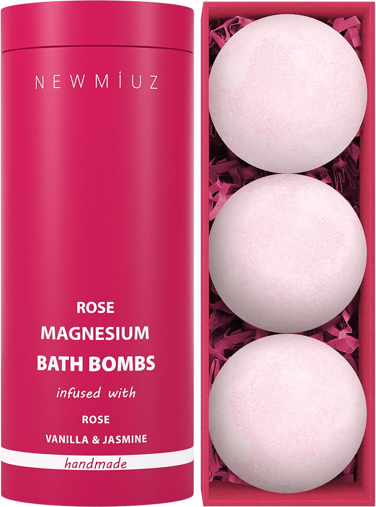 Magnesium Rose Vanilla Bath Bomb Mega Foaming Bubbles Infused with Vanilla Jasmine Luxurious Spa Bath Essentials Nourishing Dry Skin Stress Relief Bath Gift