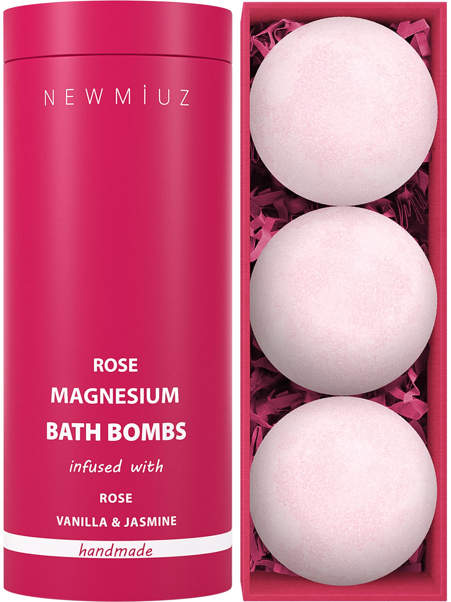 Magnesium Rose Vanilla Bath Bomb Mega Foaming Bubbles Infused with Vanilla Jasmine Luxurious Spa Bath Essentials Nourishing Dry Skin Stress Relief Bath Gift
