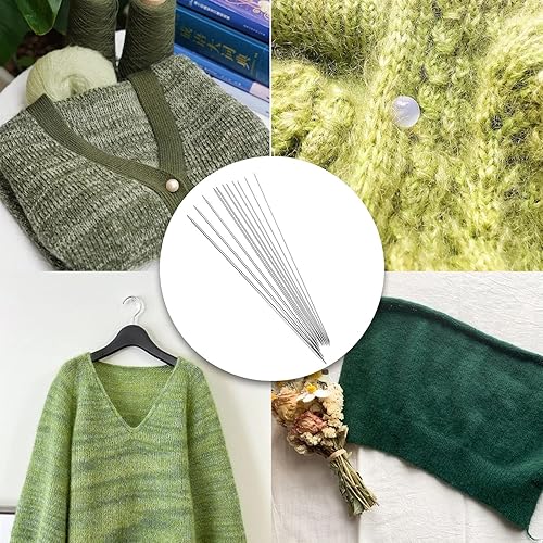 Miniatura 5 de Hicello Juego de agujas de tejer de doble punta, 44 piezas, herramientas de tejer de acero inoxidable, 11 tamaños, 14.2 pulgadas, 14.2 in