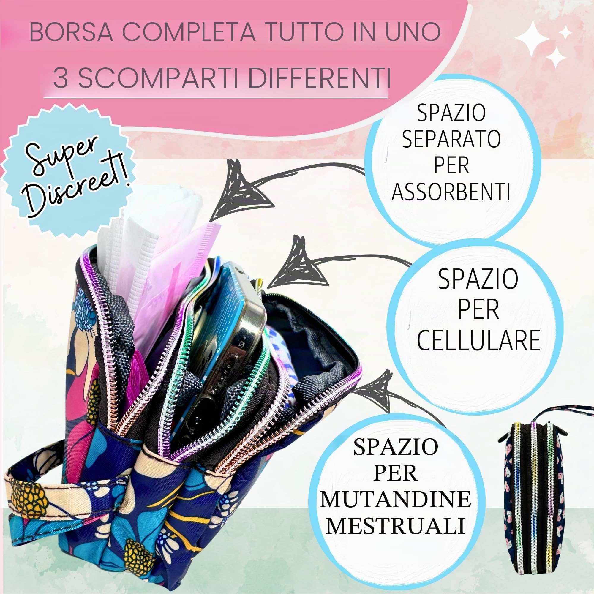 First Period Pal Pack To Go Kit | 26 pezzi | Kit primo ciclo per ragazze 9-12 | Borse mestruali per ragazze adolescenti per la scuola | Borsa mestruale discreta, assorbenti, salvaslip e kit mestruali