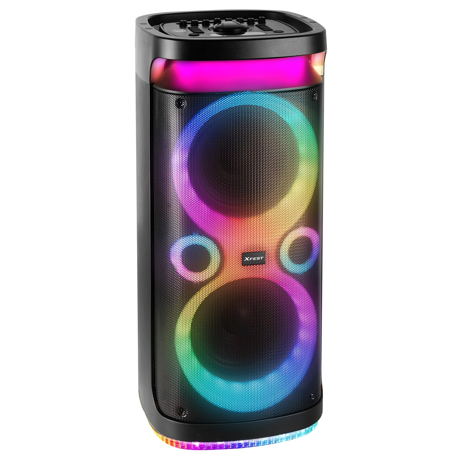 Trevi XF 3150 KB Speaker Portatile Karaoke 130W, Connettività Audio Wireless, USB/SD, Luci Disco, Funzione TWS e Microfono Incluso, Batteria Integrata