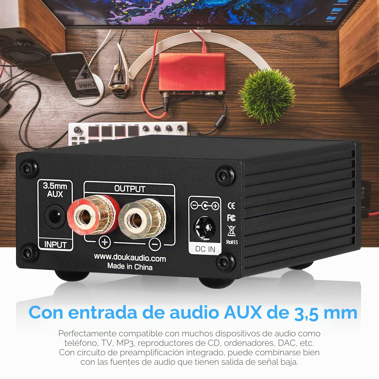 Nobsound Amplificador de potencia digital de 100 W Full Frequency Mono Channel Audio Mini Amp with Power Supply (Black)