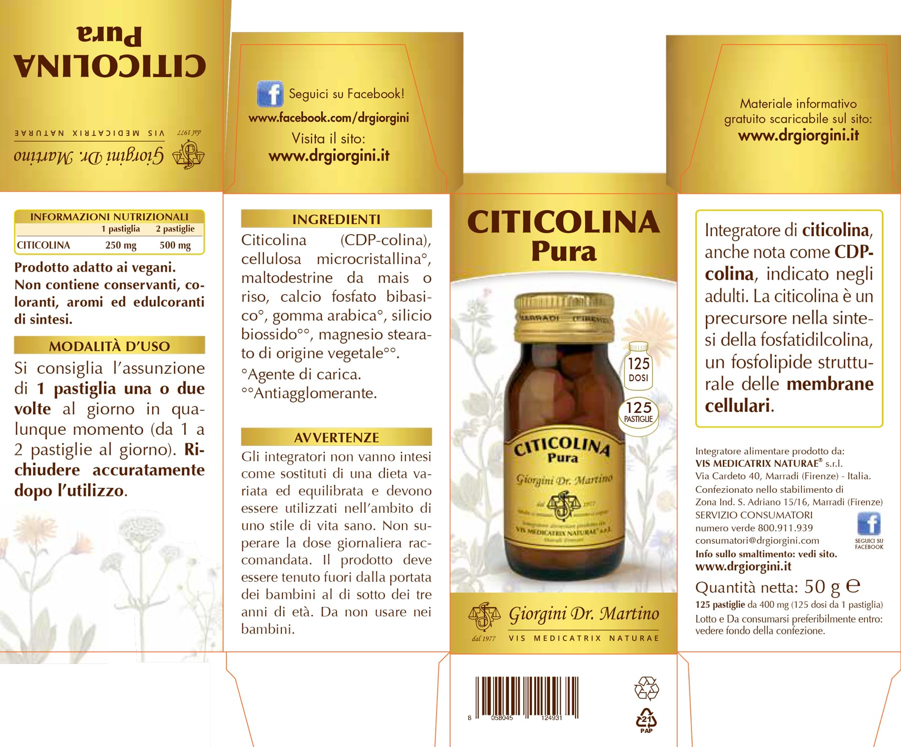 Dr. Giorgini CITICOLINA PURA pastiglie - 50 g