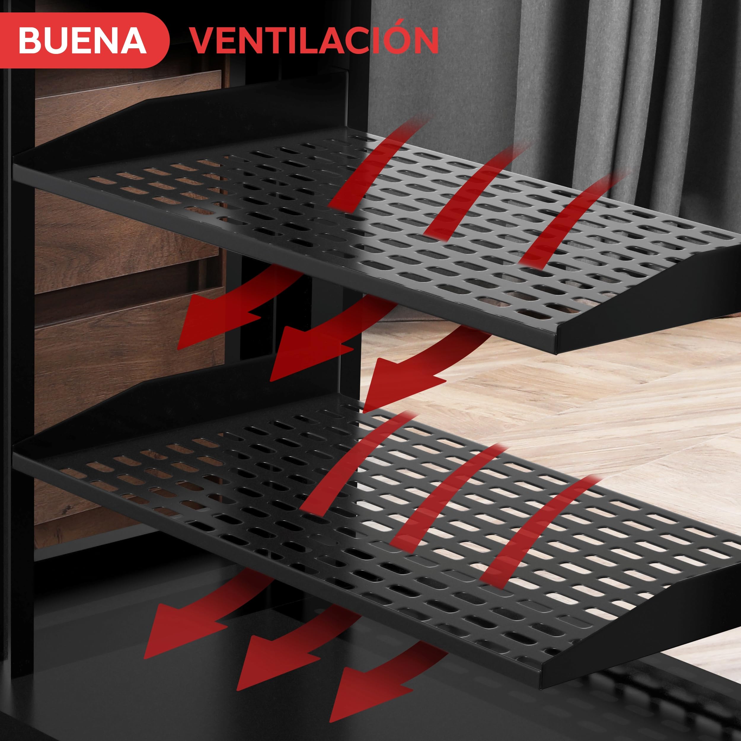 Pyle Rack para Servidor de 19 Pulgadas 1U con 4 Plataformas Metálicas Ventiladas para Óptimo Flujo de Aire, Montaje en Pared o Rack, Soporta hasta 110 lbs, Plataforma de 17 x 10’’