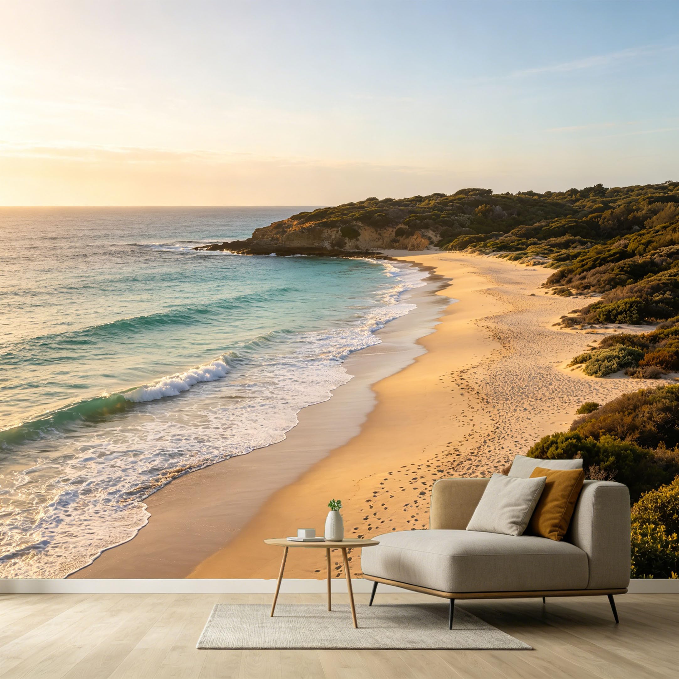 Custom Size Wall Murals Coastal Ocean Marine Landscape Sunset Beach Shoreline SelfAdhesive Wall Fabric Removable Large Wallpaper for Photo Living Room