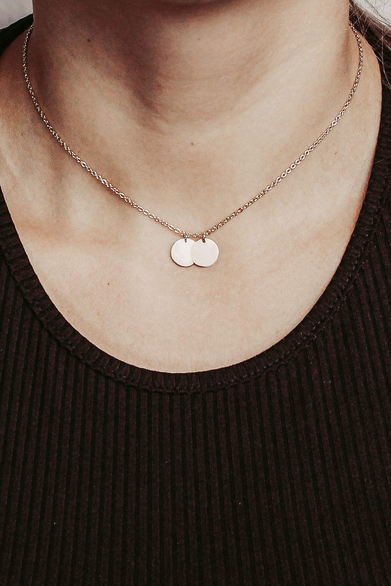 NOVA – Personalisierte Kette mit Gravur für Damen | 2x 10mm Anhänger für Namen | Geschenk für Geburtstag, Valentinstag, Muttertag, Jahrestag | Edelstahl Silber, 18K Vergoldet & Rosévergoldet | Schmuck