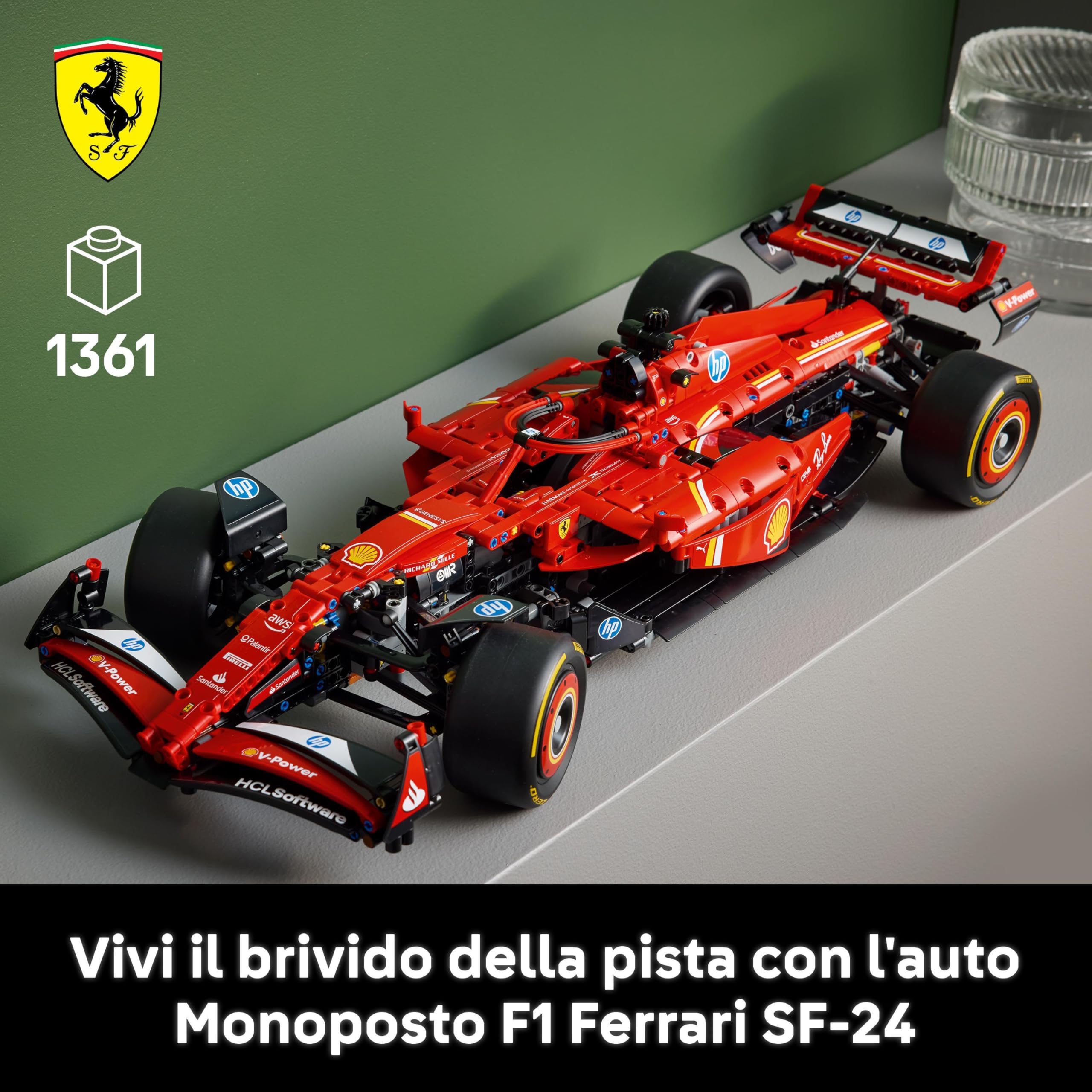 LEGO Technic Monoposto F1 Ferrari SF-24 - Modello di Auto Formula 1 da Collezione in Scala 1:8 con Motore V6, Cambio, Sterzo e DRS, Idea Regalo per Adulti, Uomo e Donna Fan Sport Motoristici 42207