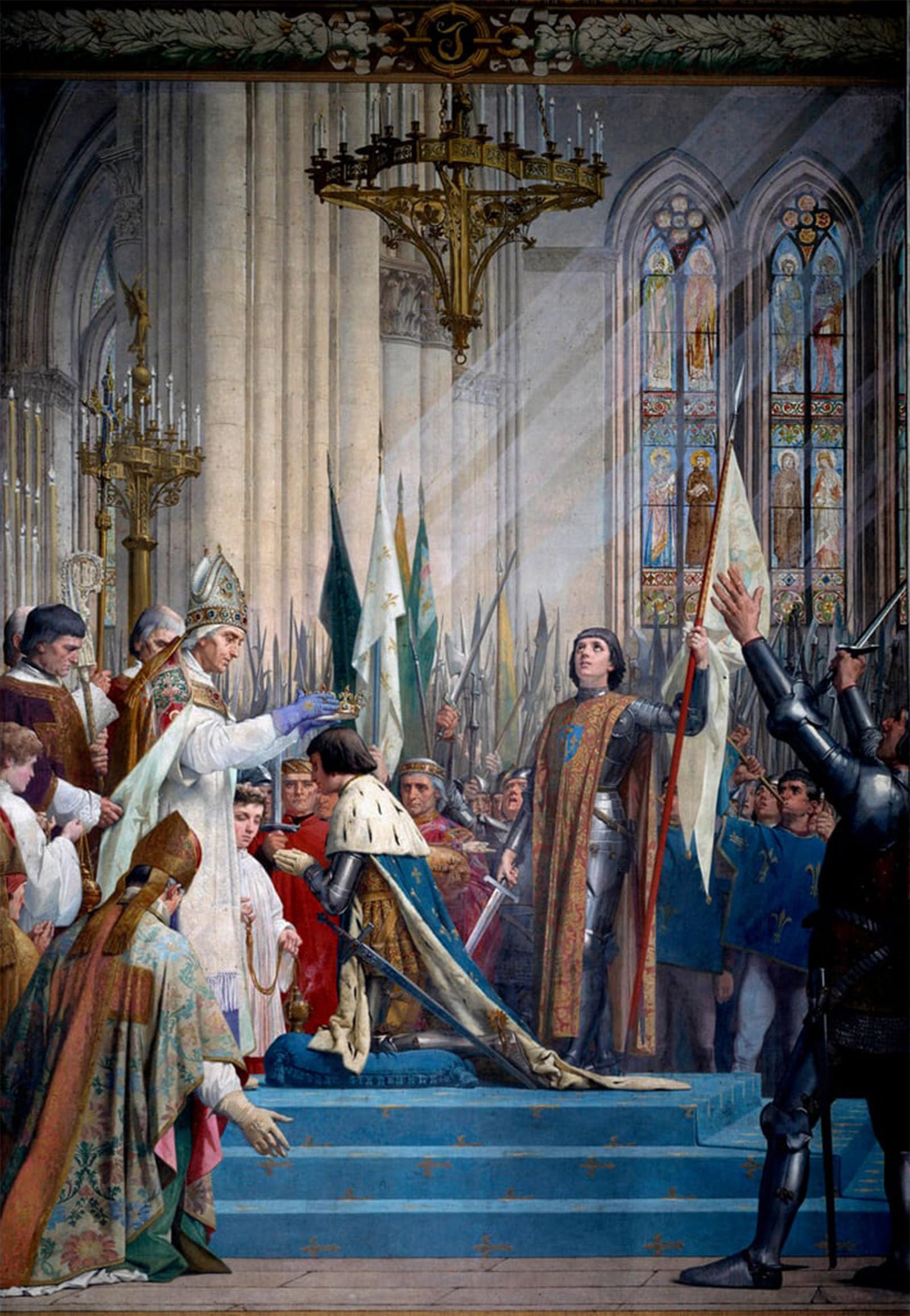 Artxlxxbn No Frame Famous Art Print Poster Vintage Wall Art King Charles Vii Received The Crown In The Cathedrale Of Reims By Jules Eugene Lenepveu Canvas Art Poster For Home Decor 60X90cm