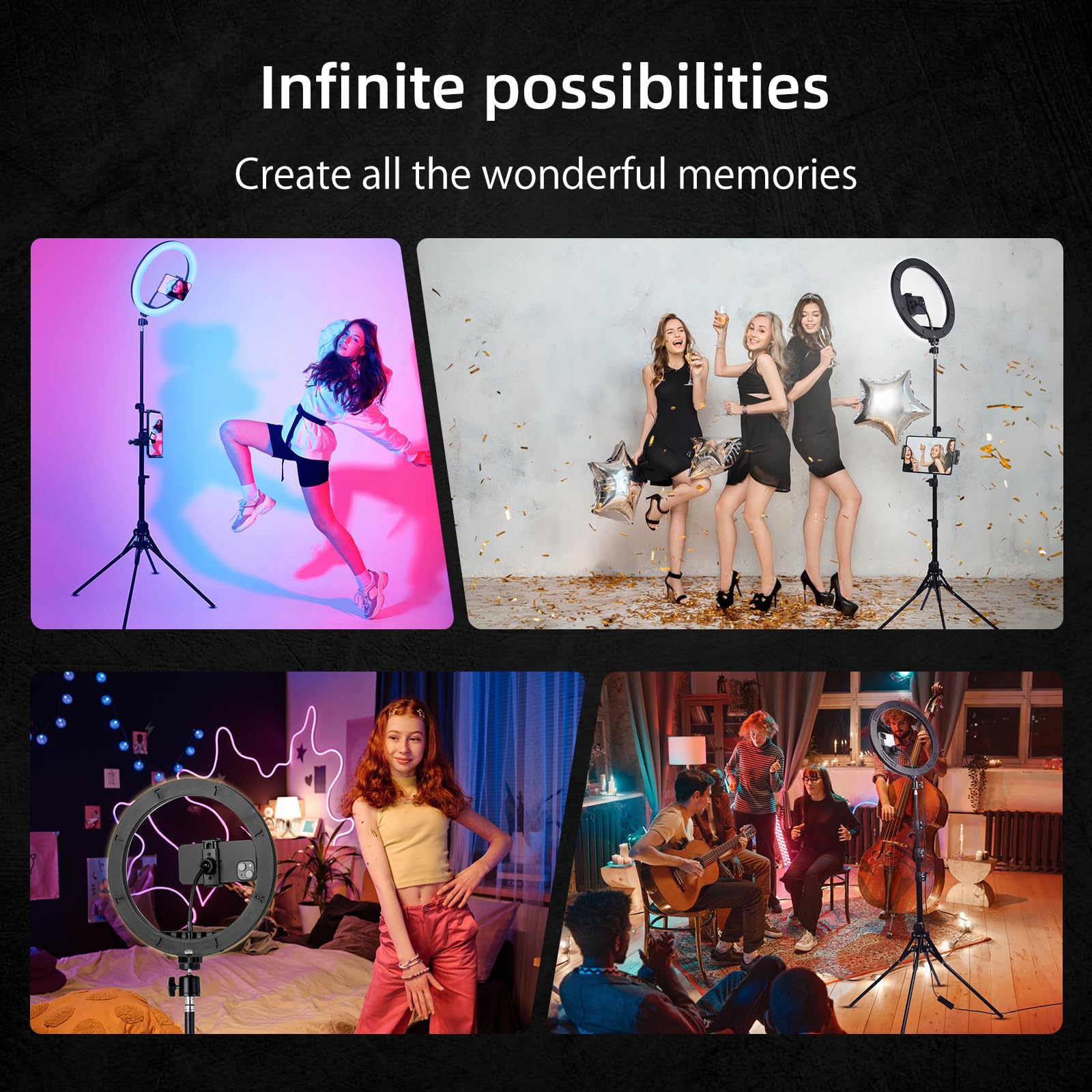 AUNEK Ring Light With Tripod Stand & Phone Holder, 10.2" Dimmable LED Circle Light With 3 Modes And 10 Brightness, Bluetooth Remote For Selfie Makeup YouTube Video TikTok Photography Live Streaming - View #4